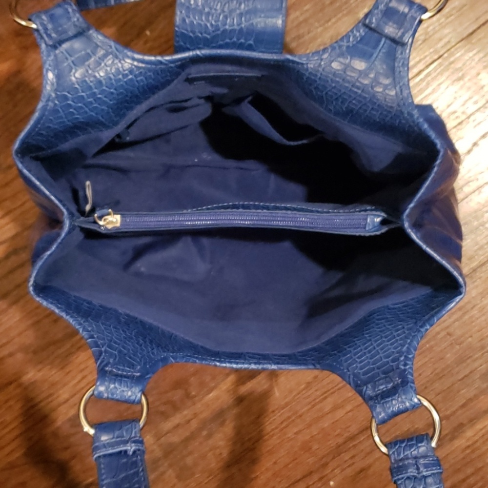 New York and Company | Blue "Alligator" Skin Bag - Picture 2 of 6